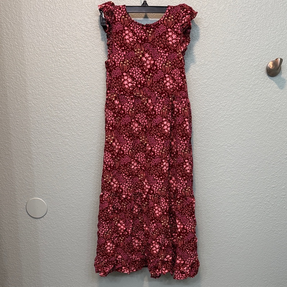 Cat & Jack Burgundy and Pink Floral Maxi Dress
